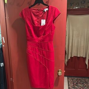 Reiss Red Ruched Sheath Mini Dress